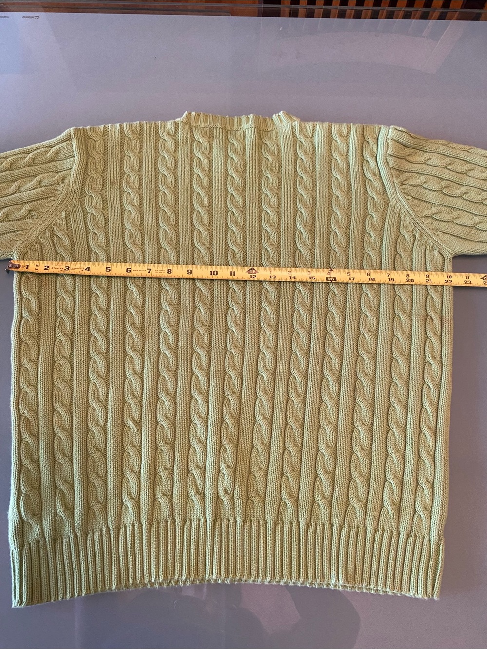 Women’s Lauren Ralph Lauren Light Green Cable Knit Crewneck Sweater - Picture 6 of 7